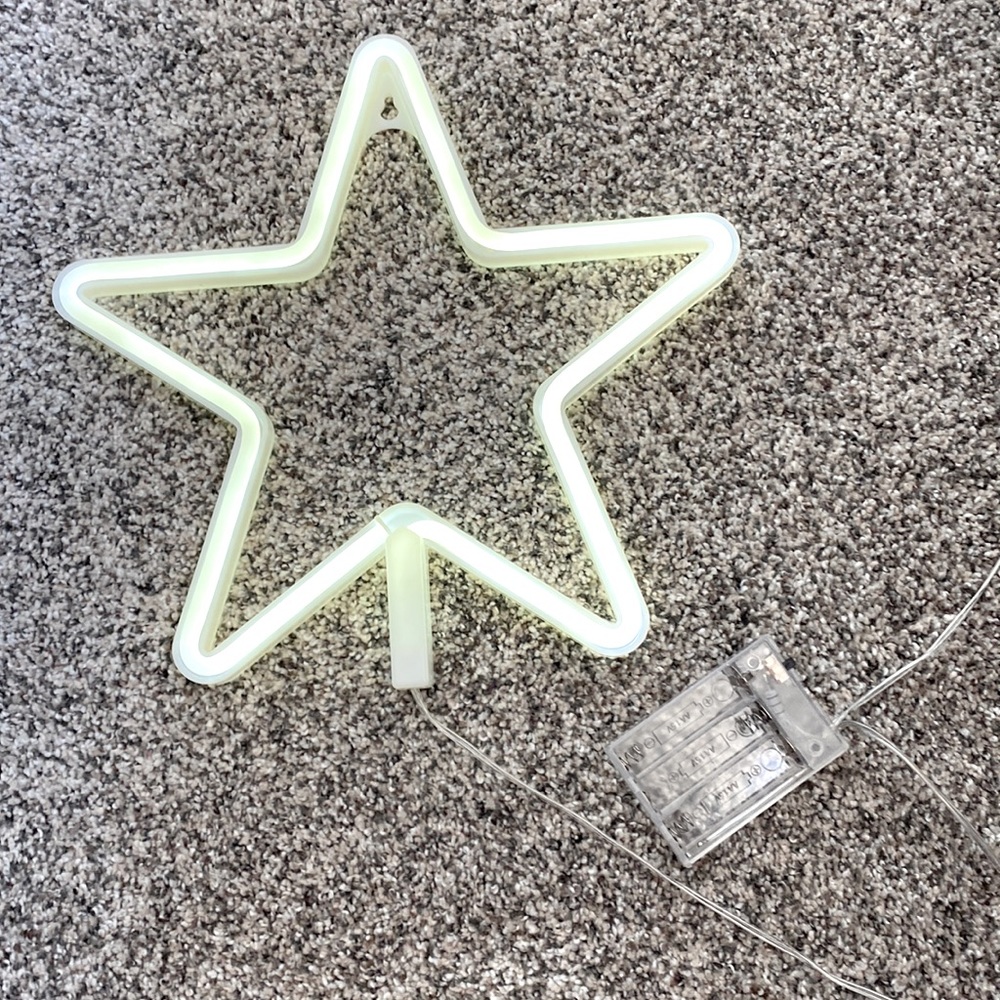Bright white neon star light